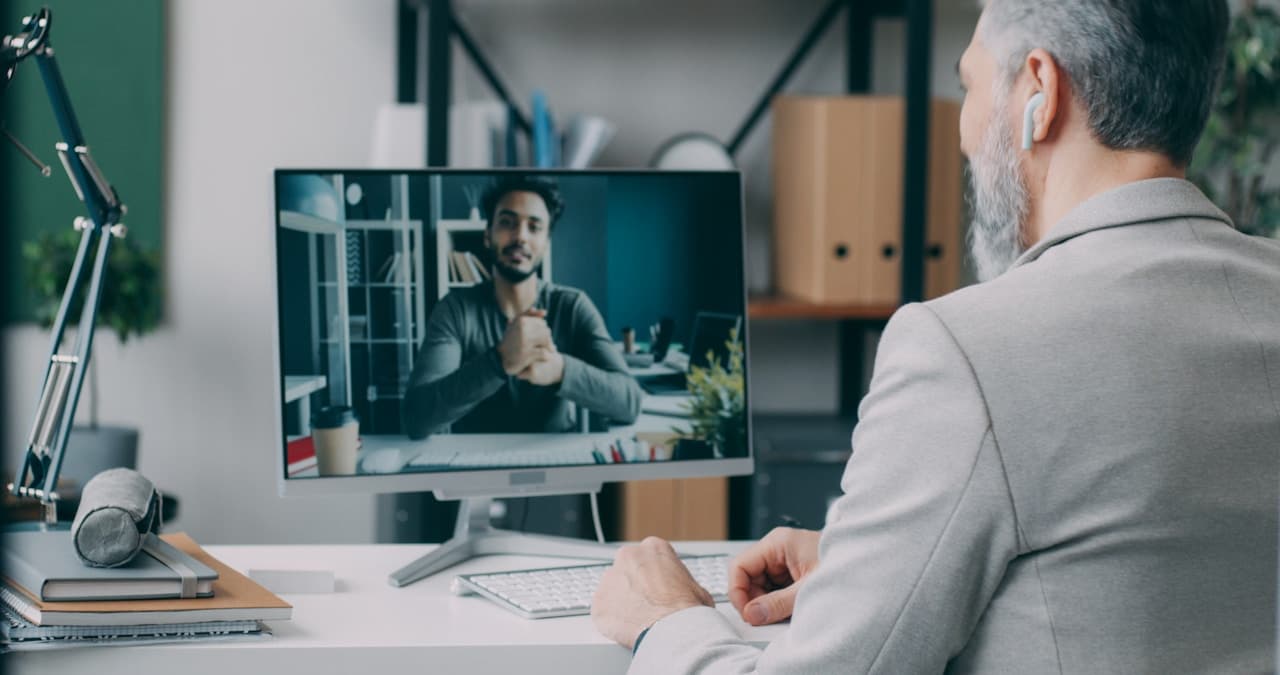 Person collaborating on a video call